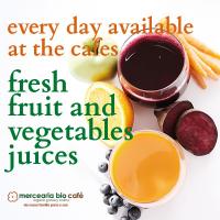 every day fresh fruit and vegetables juices available at the cafes