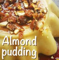 Almond pudding with Port wine sauce