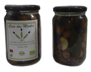 green olives seedless in oliveoil with garlic & herbs 180gr