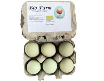 ovos m azuis galinha araucana biofarm algarve cx 6 unid