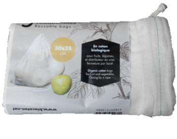 reusable organic cotton bags 30x28cm biocoton 5 unid
